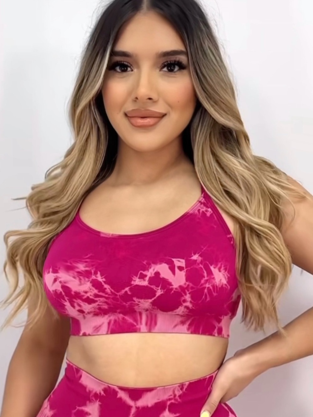 Peachy Bunz Sports Bra Sz S - Pink Marble